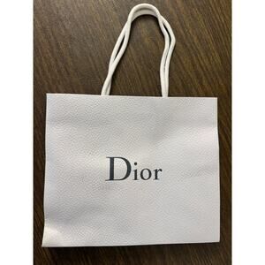 Dior White Silver Logo Designer Luxury Textured Shopping Gift Bag